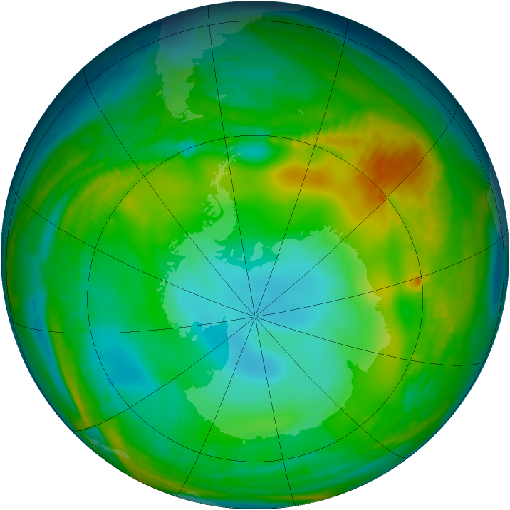 Antarctic ozone map for 21 June 1980